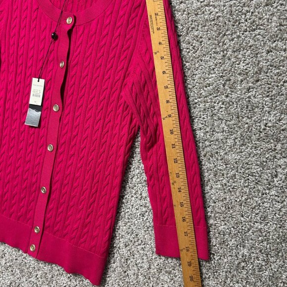 NWT Talbots Womens M Cable Knit Casual Cardigan Sweater Pink Button Front - Picture 8 of 10